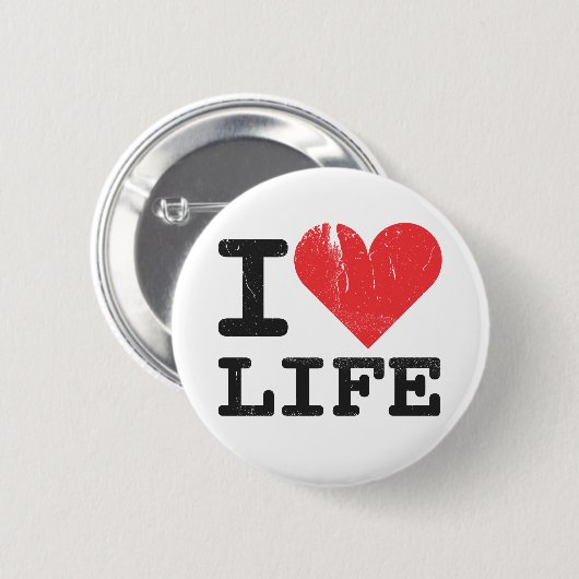 I Liebe-Leben-Knopf Button (Vorne & Hinten)