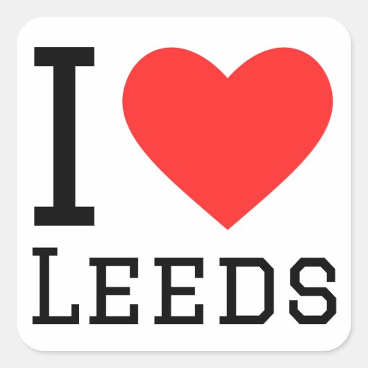 I Liebe Leeds Quadratischer Aufkleber (Vorderseite)