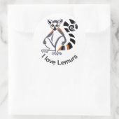 I Liebe LEMURS - Wildfauna - Primat - Madagaskar Runder Aufkleber (Tasche)
