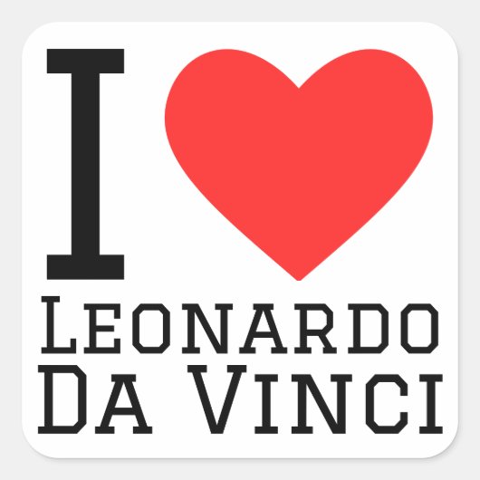 I Liebe Leonardo da Vinci Quadratischer Aufkleber (Vorderseite)