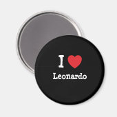 I Liebe Leonardo Herz Brauch personalisiert Magnet (Vorderseite/Rückseite)