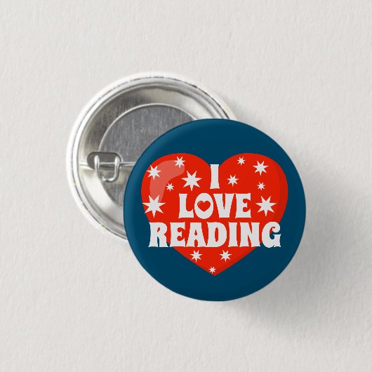 I Liebe Lesen des Red White Blue Book Themed Button (Vorne & Hinten)