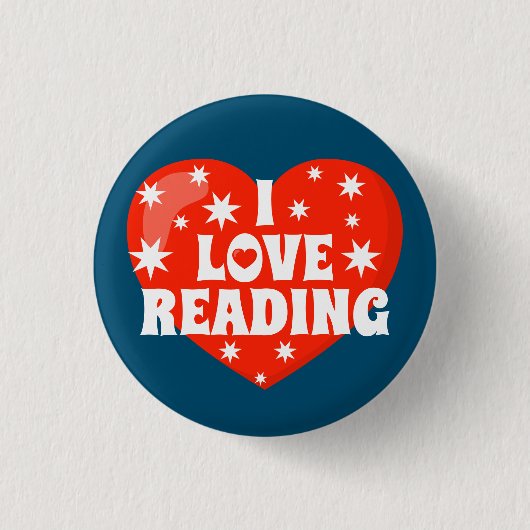 I Liebe Lesen des Red White Blue Book Themed Button (Vorderseite)