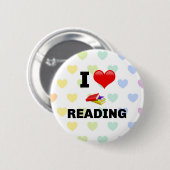 I Liebe Lesen, farbiges Design Button (Vorne & Hinten)