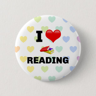 I Liebe Lesen, farbiges Design Button
