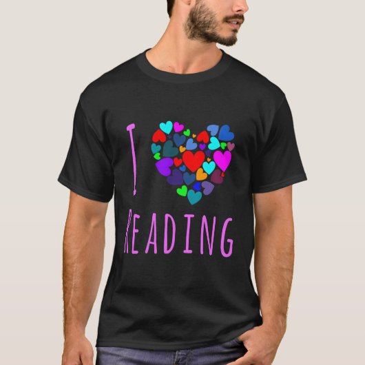 I Liebe Lesen von Büchern über Herz Liebe Buch Clu T-Shirt (Vorderseite)