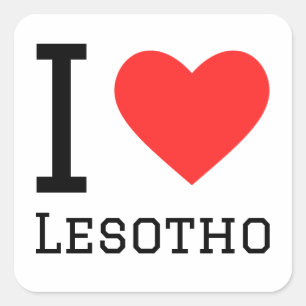 I Liebe Lesotho Quadratischer Aufkleber