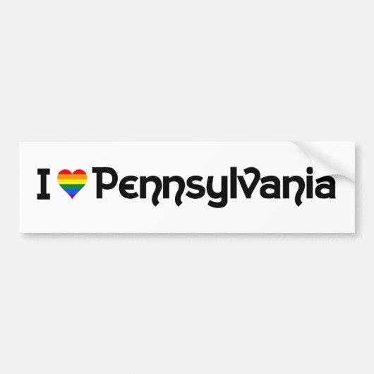 I Liebe LGBT Pennsylvania Staat Autoaufkleber (Vorne)