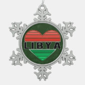 I. Liebe Libyen, Libyens Herz Schneeflocken Zinn-Ornament (Vorderseite)