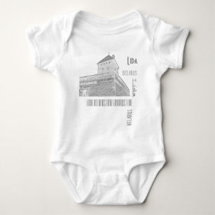 I Liebe Lida Belarus Architektur Schloss Sketch  Baby Strampler