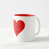 I Liebe Liebe Rotes und Weißes Herz Zweifarbige Tasse (VorderseiteRechts)