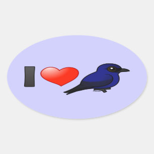 I Liebe lila Martins Ovaler Aufkleber