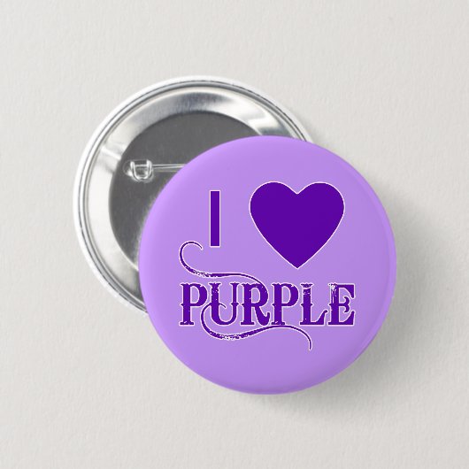 I Liebe Lila mit Lila Herzen Button (Vorne & Hinten)
