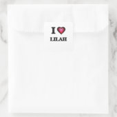 I Liebe Lilah Quadratischer Aufkleber (Tasche)