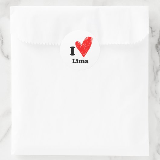 I Liebe Lima Runder Aufkleber (Tasche)