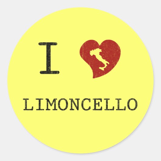 I Liebe Limoncello Runder Aufkleber (Vorderseite)