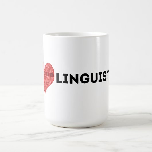 I Liebe Linguistik Keine Sprache Links hinter Tass Verwandlungstasse (Zentrum)