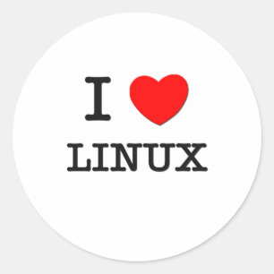 I LIEBE LINUX RUNDER AUFKLEBER
