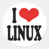 I Liebe Linux Runder Aufkleber (Vorderseite)