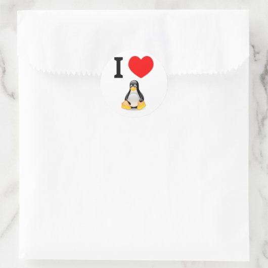 I Liebe Linux Runder Aufkleber (Tasche)