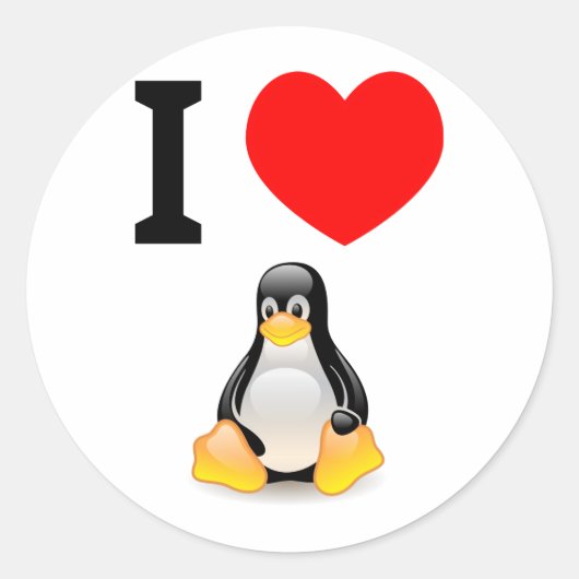 I Liebe Linux Runder Aufkleber (Vorderseite)