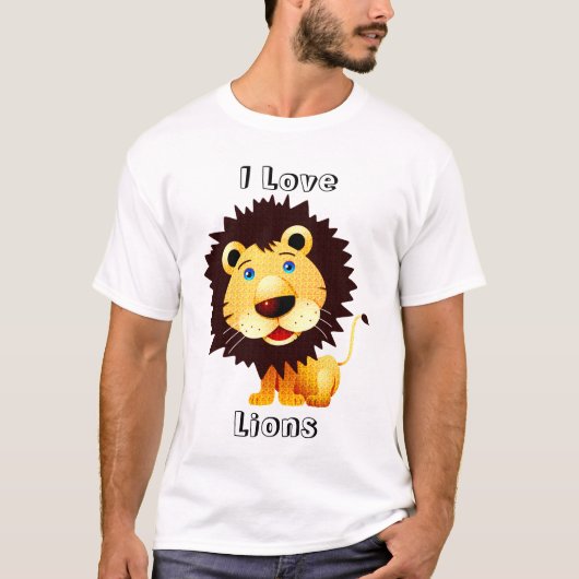 I Liebe Lions Diamonds Texturmuster T-Shirt (Vorderseite)