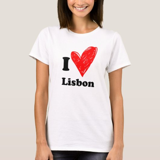 I Liebe Lissabon - Herzskizze T-Shirt (Vorderseite)