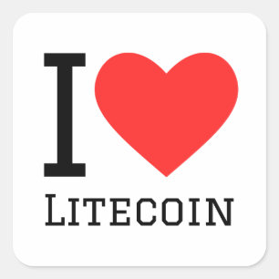 I Liebe Litecoin Quadratischer Aufkleber