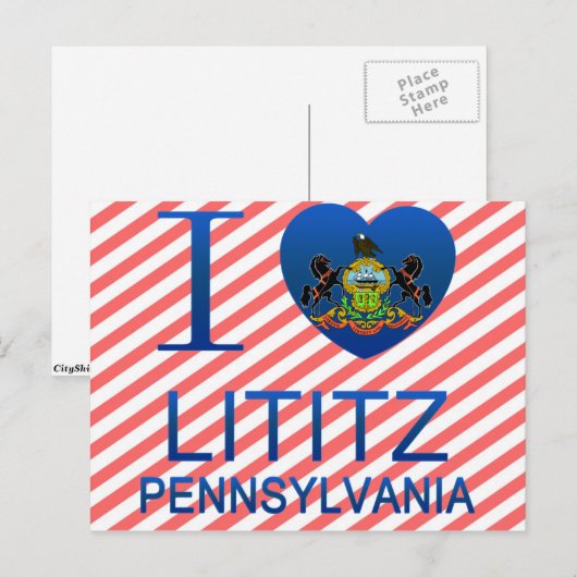 I Liebe Lititz, PA Postkarte (Vorne/Hinten)