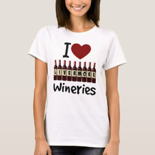 I Liebe Livermore Wineries Herz und Weinflaschen T-Shirt