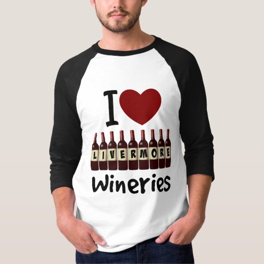 I Liebe Livermore Wineries Herz und Weinflaschen T-Shirt (Vorderseite)