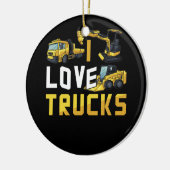 I Liebe LKW Bagger Bulldozer Bau Veh Keramik Ornament (Links)