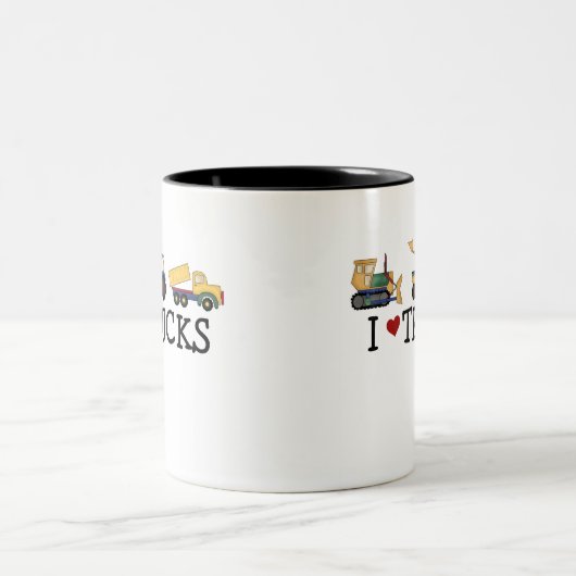 I Liebe-LKWs Zweifarbige Tasse (Mittel)