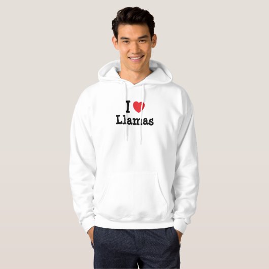 I Liebe Llamas Herzbrauch personalisiert Hoodie (Vorne ganz)