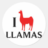 I Liebe Llamas Runder Aufkleber (Vorderseite)