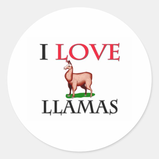 I Liebe Llamas Runder Aufkleber (Vorderseite)