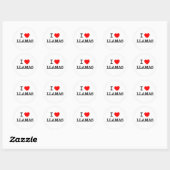 I Liebe LLAMAS Runder Aufkleber (Blatt)