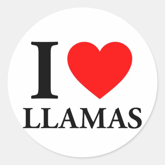 I Liebe Llamas Runder Aufkleber (Vorderseite)