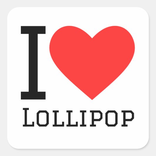 I Liebe Lollipop Quadratischer Aufkleber (Vorderseite)