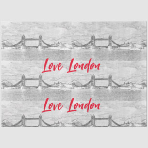 I Liebe London Red Text Tower Bridge Decoupage Seidenpapier