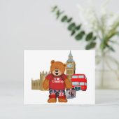 I Liebe London - Teddy Bear Postkarte (Stehend Vorderseite)