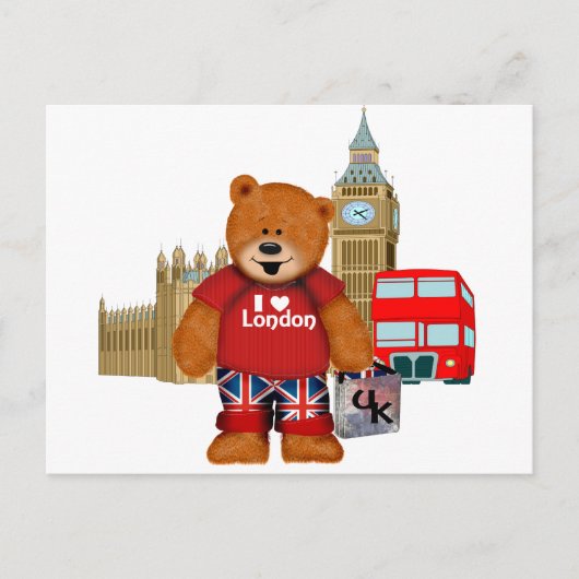 I Liebe London - Teddy Bear Postkarte (Vorderseite)