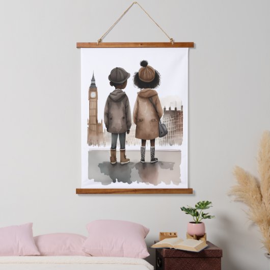 I Liebe London Wandteppich Mit Holzrahmen (Schlafzimmer)