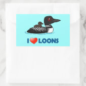 I Liebe Loons Rechteckiger Aufkleber (Tasche)