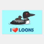 I Liebe Loons Rechteckiger Aufkleber (Vorderseite)