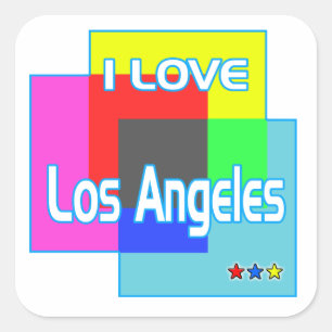 "I LIEBE Los Angeles Coloring 2"-Aufkleber Quadratischer Aufkleber