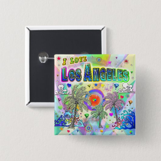 I LIEBE Los Angeles Deep Dream Button (Vorne & Hinten)