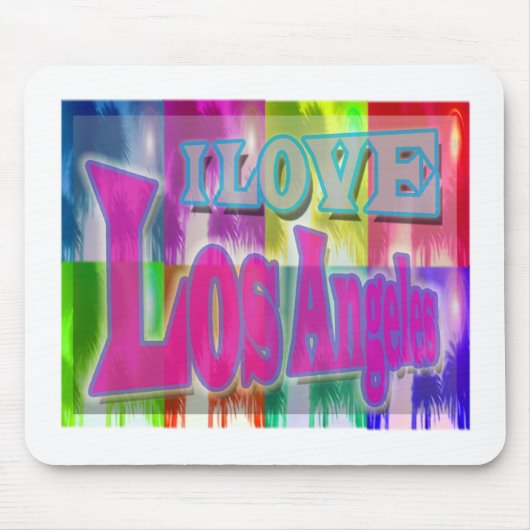 "I LIEBE Los Angeles" Farbenfrohe Palmen Mousepad (Vorne)