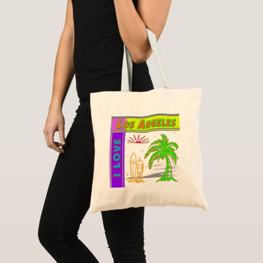 "I LIEBE Los Angeles" Sun Palm Tree&Surfer #2 Bag Tragetasche (Vorderseite (Produkt))