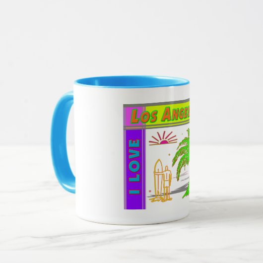 "I LIEBE Los Angeles" Sun Palm Tree & Surfer #2 Cu Tasse (Vorderseite Links)